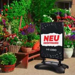 Kundenstopper SNE100 für Neu-Eröffnungen mit A1-Plakat & Logo