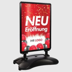 Kundenstopper SNE250 für Neu-Eröffnungen mit A1-Plakat & Logo