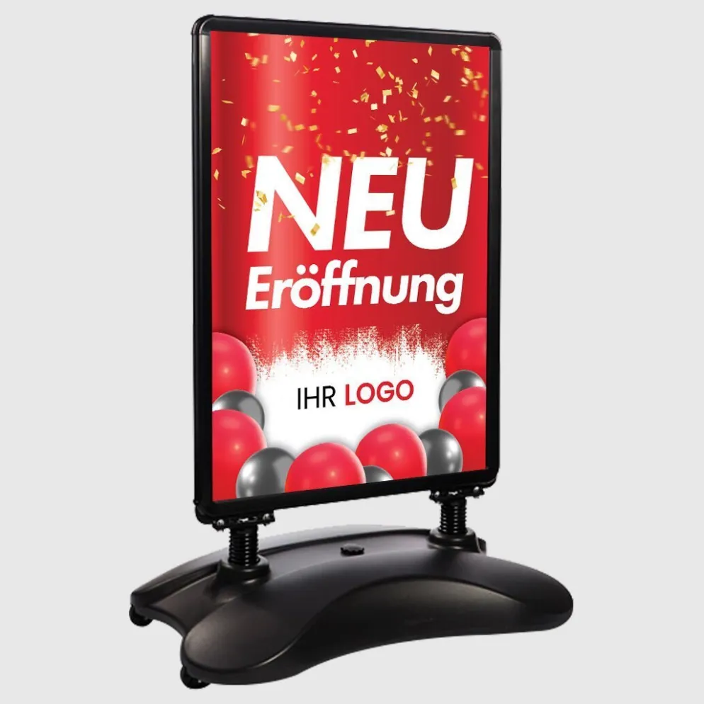 Kundenstopper SNE250 für Neu-Eröffnungen mit A1-Plakat & Logo