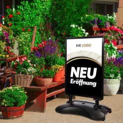 Kundenstopper SNE350 für Neu-Eröffnungen mit A1-Plakat & Logo