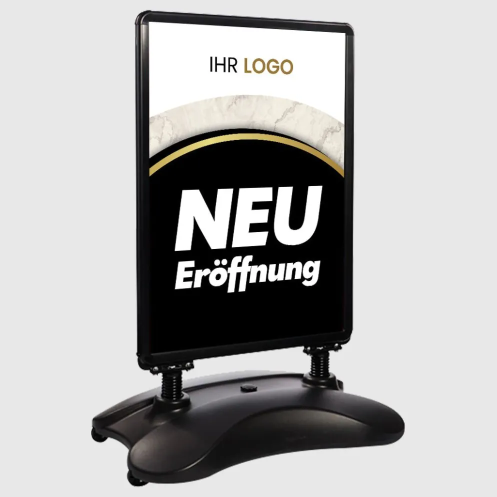 Kundenstopper SNE350 für Neu-Eröffnungen mit A1-Plakat & Logo