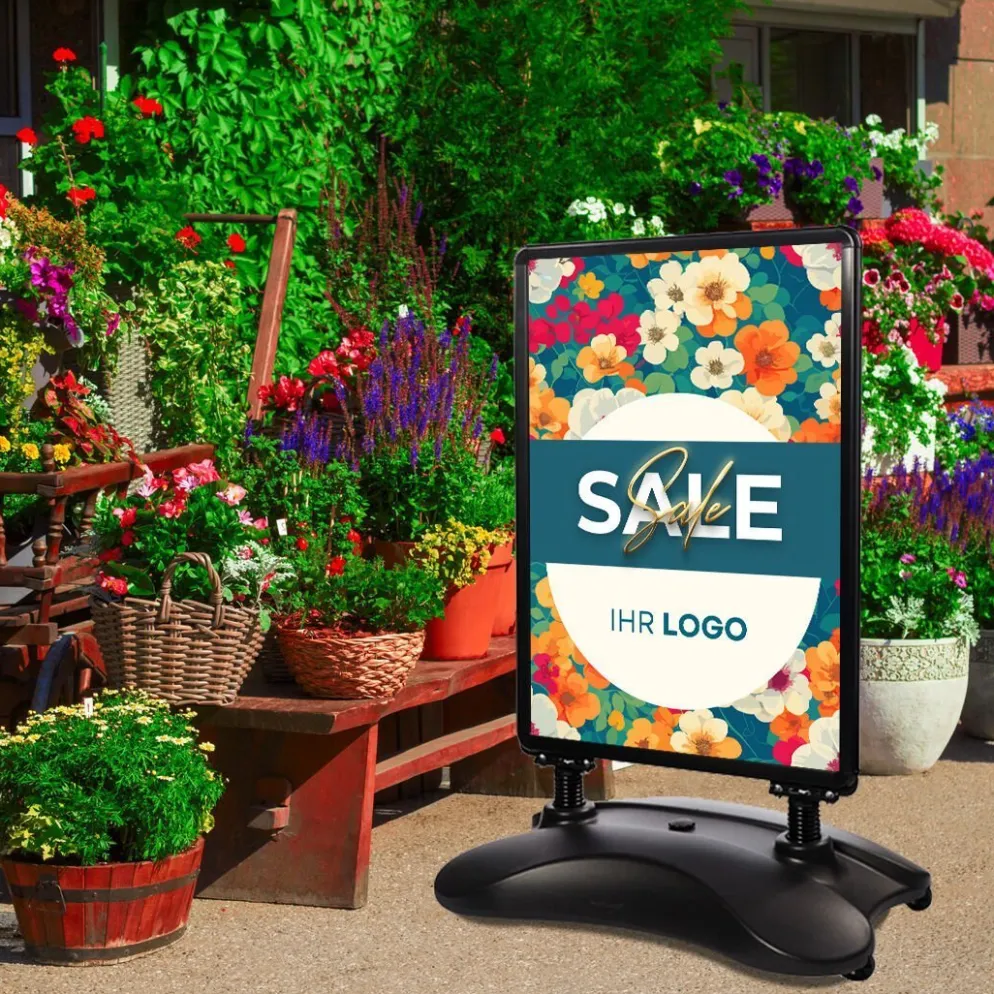 Kundenstopper SNE510 „SALE“ für Blumenläden Floristen mit A1-Plakat & Logo
