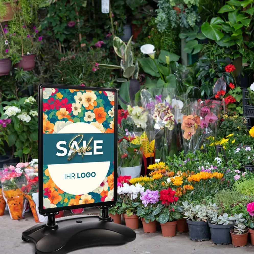 Kundenstopper SNE510 „SALE“ für Blumenläden Floristen mit A1-Plakat & Logo