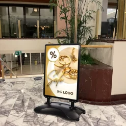 Kundenstopper SNE515 „SALE“ für Juweliere & Schmuck mit A1-Plakat & Logo