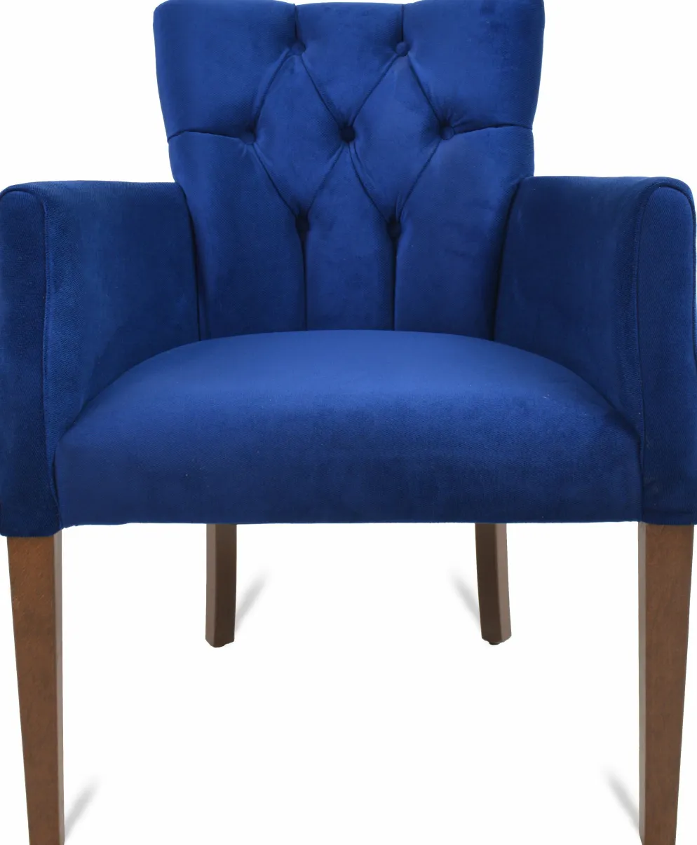 Lounge Sessel Kapitone blau mit Armlehne