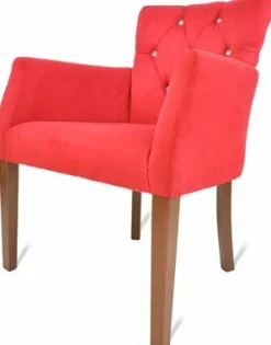 Lounge Sessel Kapitone rot mit Armlehne