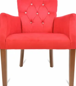 Lounge Sessel Kapitone rot mit Armlehne