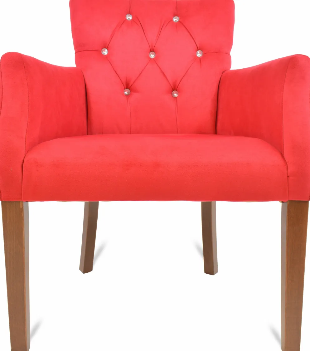 Lounge Sessel Kapitone rot mit Armlehne