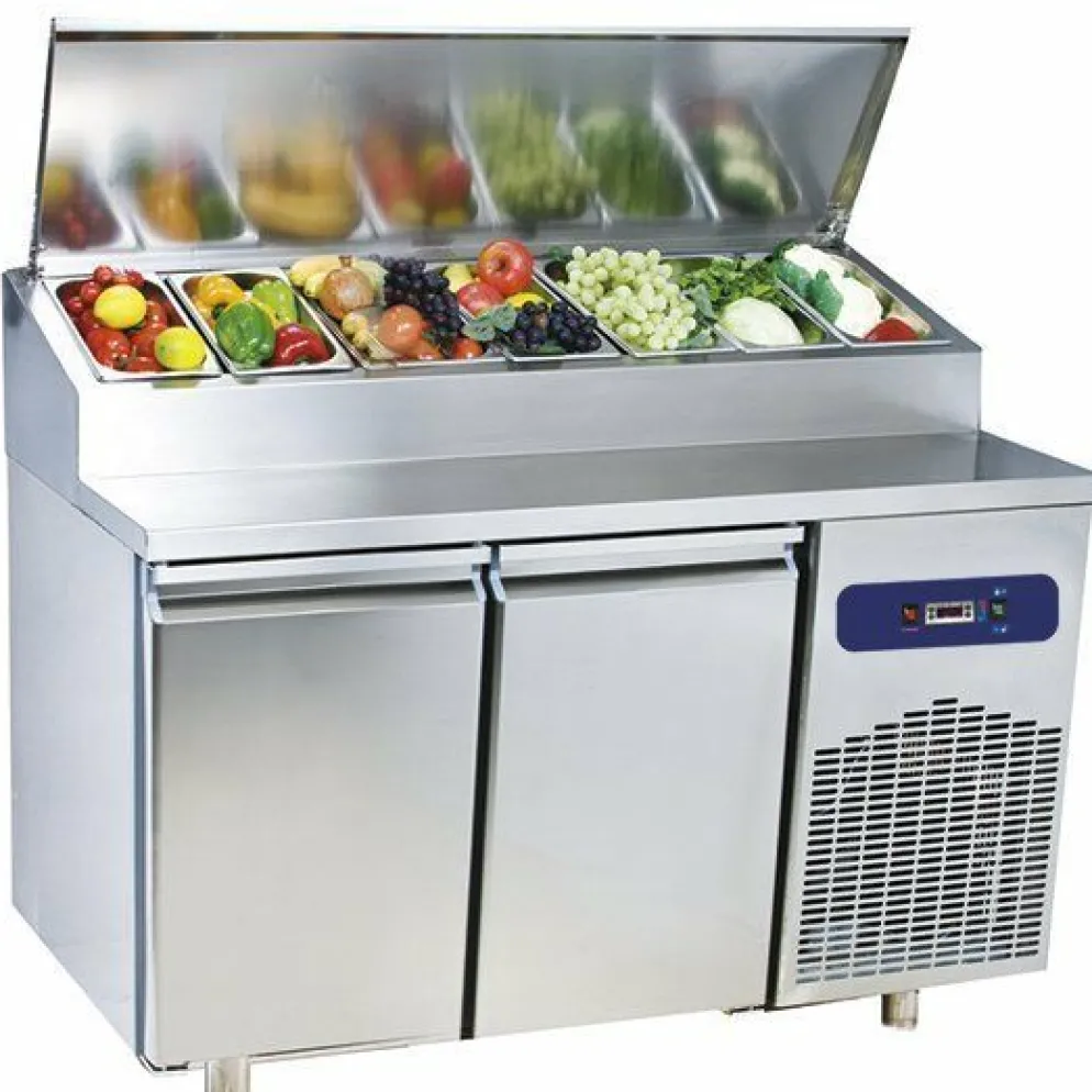 MASTRO Kühl-Vorbereitungstisch, 2 Türen GN 1/1, 7x GN 1/3 H=150 mm, -2°/+8°C