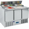 MASTRO Saladette Pizzatisch, 3 Türen GN 1/1, 8x GN 1/6, Breite 1365mm