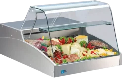 Mehrzweck-Kühlvitrine Super 750 C mit gebogenem Glasaufbau