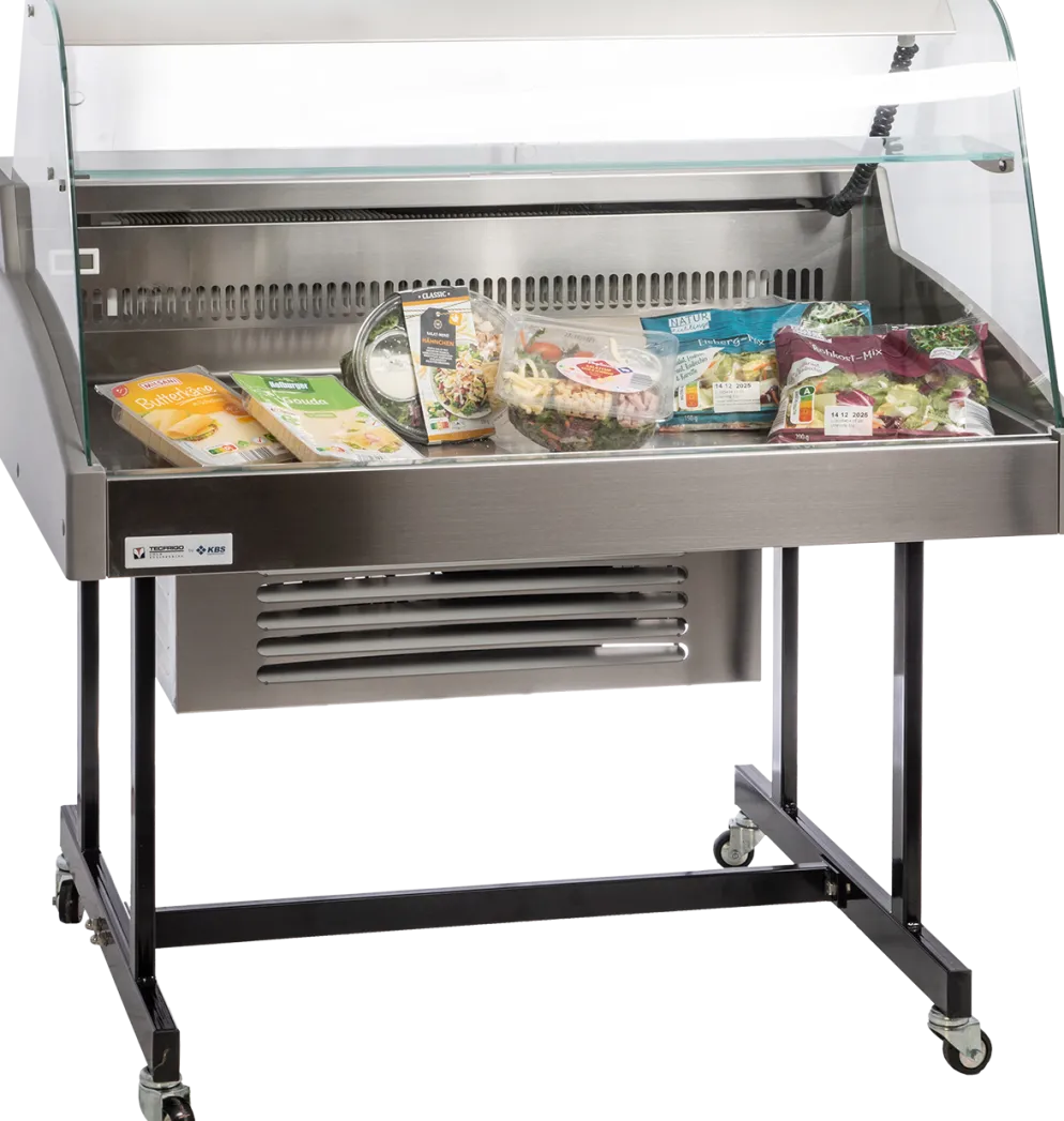 Mehrzweckvitrine Delicious 2000 C mit gebogenem Glasaufbau