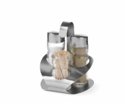 Menage Set 3-teilig Salz, Pfeffer, Zahnstocherhalter