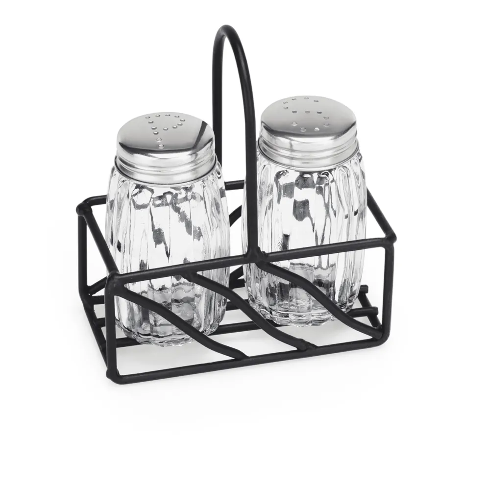Menage 2-teilig, Salz & Pfeffer, 9,5 x 5 cm, Edelstahl, Stahl, Glas
