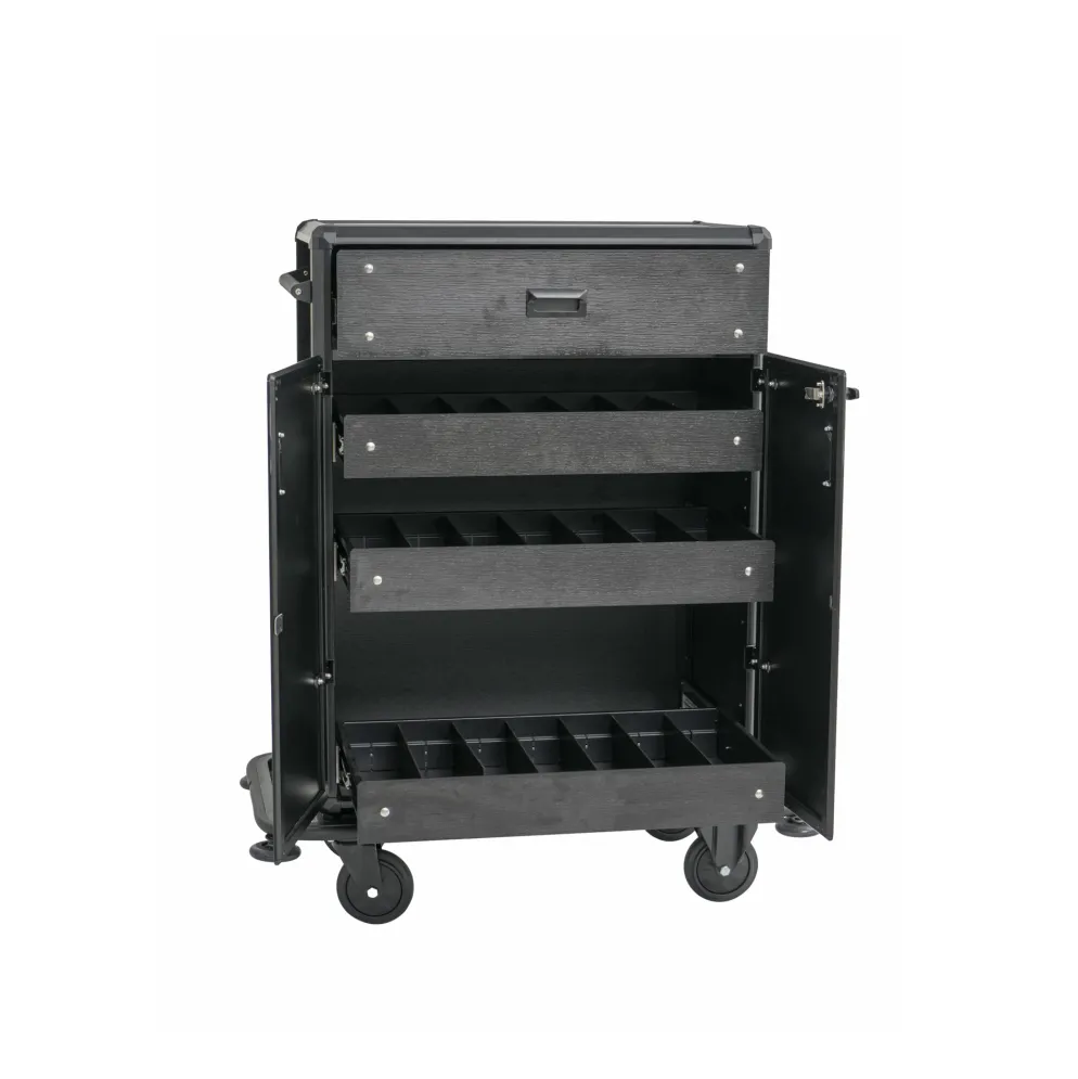 Minibar Servicetrolley, 87 x 48 x 130 cm, Aluminium, HPL