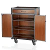 Minibar Servicetrolley, 85 x 60 x 135 cm, Holzoptik, dunkle Kanten