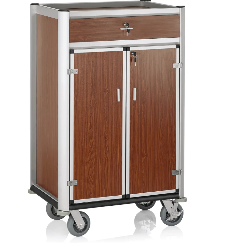 Minibar Servicetrolley, 85 x 60 x 135 cm, helle Kanten,Holzoptik