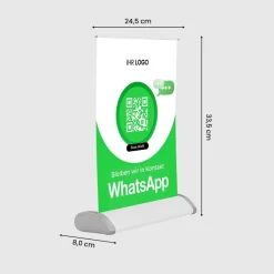 Mini-Roll-Up Tischaufsteller für WhatsApp WA20 mit QR-Code+Logo