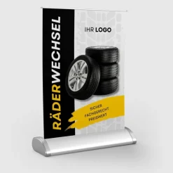 Mini-Roll-Up Tischaufsteller SNE545 für Räderwechsel mit Logo