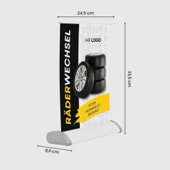 Mini-Roll-Up Tischaufsteller SNE545 für Räderwechsel mit Logo
