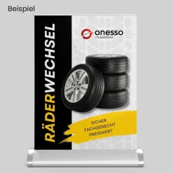 Mini-Roll-Up Tischaufsteller SNE545 für Räderwechsel mit Logo