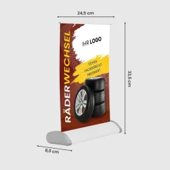 Mini-Roll-Up Tischaufsteller GNE555 für Räderwechsel mit Logo