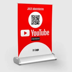 Mini-Roll-Up Tischaufsteller für Youtube YOU70 mit QR-Code+Logo