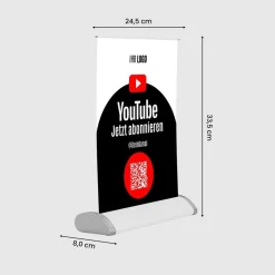 Mini-Roll-Up Tischaufsteller für Youtube YOU80 mit QR-Code+Logo