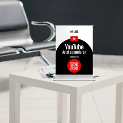 Mini-Roll-Up Tischaufsteller für Youtube YOU80 mit QR-Code+Logo
