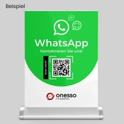 Mini-Roll-Up Tischaufsteller für WhatsApp WA10 mit QR-Code+Logo