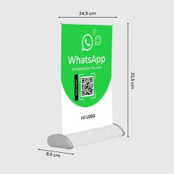 Mini-Roll-Up Tischaufsteller für WhatsApp WA10 mit QR-Code+Logo