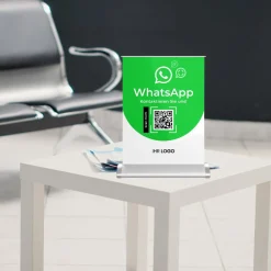 Mini-Roll-Up Tischaufsteller für WhatsApp WA10 mit QR-Code+Logo