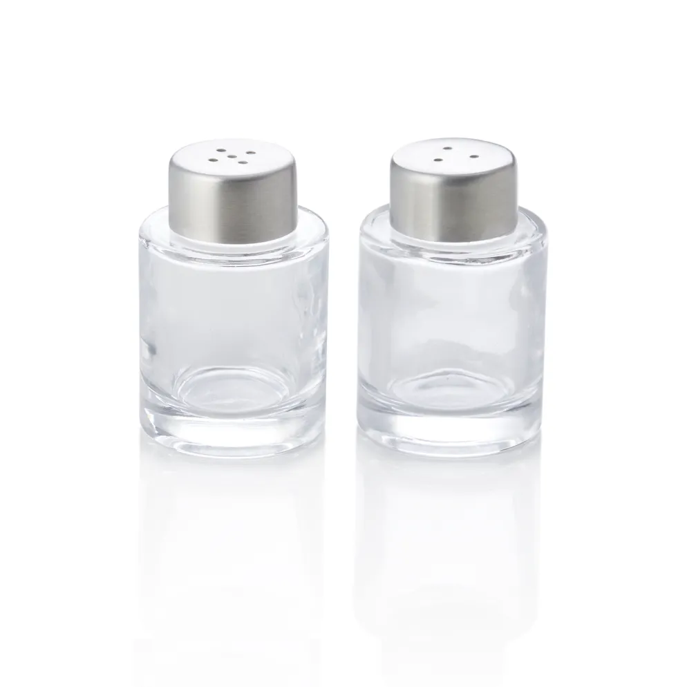 Mini Salz-/Pfefferstreuer Set, Ø 4 cm, Höhe 6 cm, Chromnickelstahl 18/8, Glas