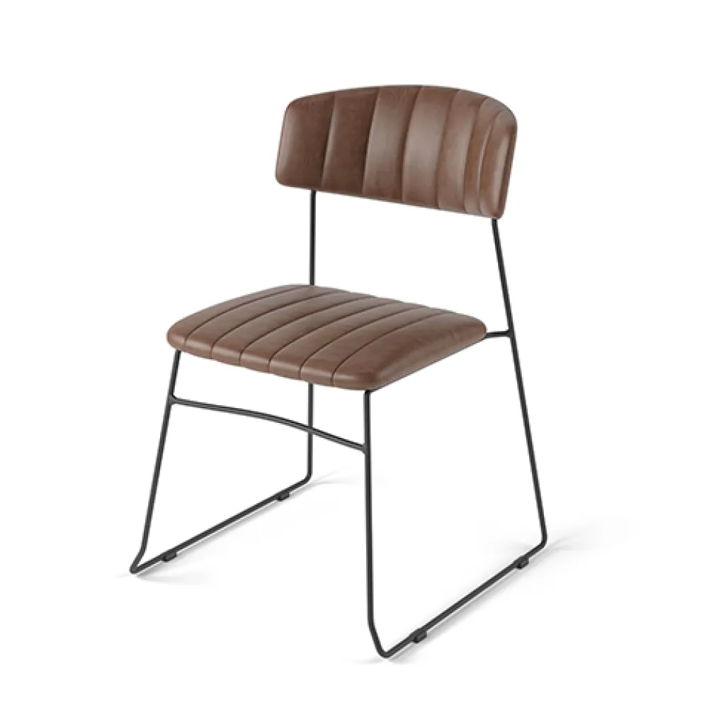 Mundo Stapelstuhl Cognac, gepolstert, feuerhemmend, 54x55x79cm