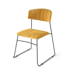 Mundo Stapelstuhl Gelb, gepolstert, feuerhemmend, 54x55x79cm