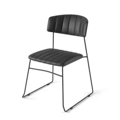 Mundo Stapelstuhl Schwarz, gepolstert, feuerhemmend, 54x55x79cm