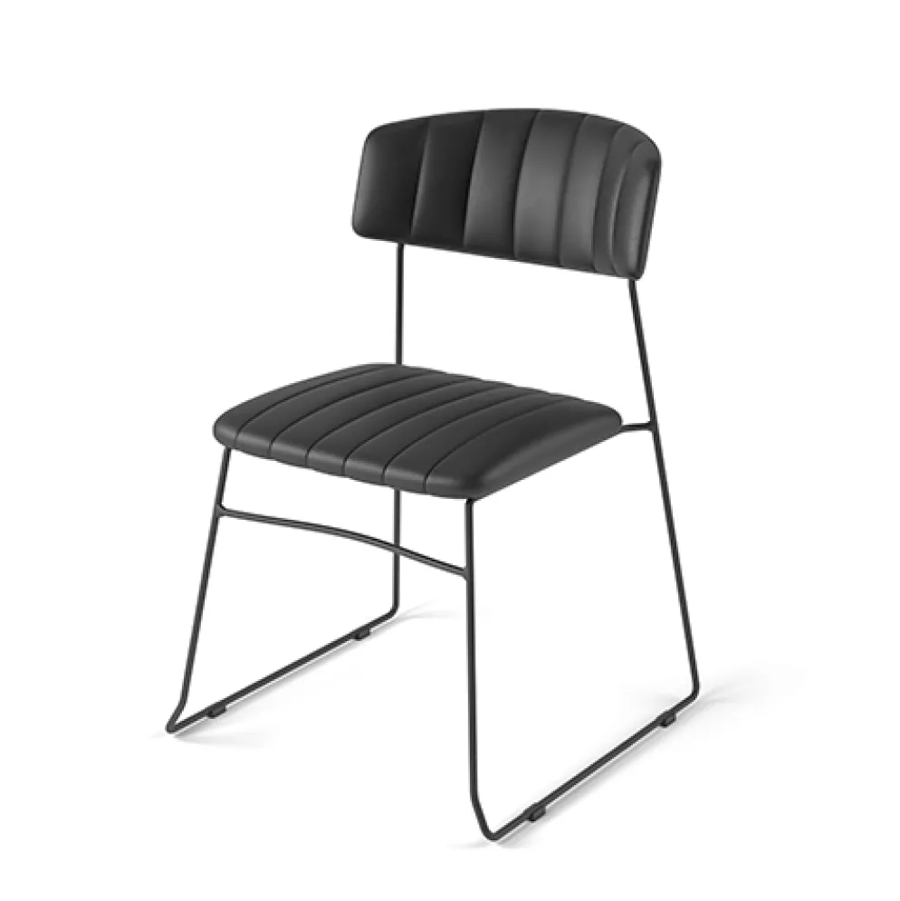 Mundo Stapelstuhl Schwarz, gepolstert, feuerhemmend, 54x55x79cm