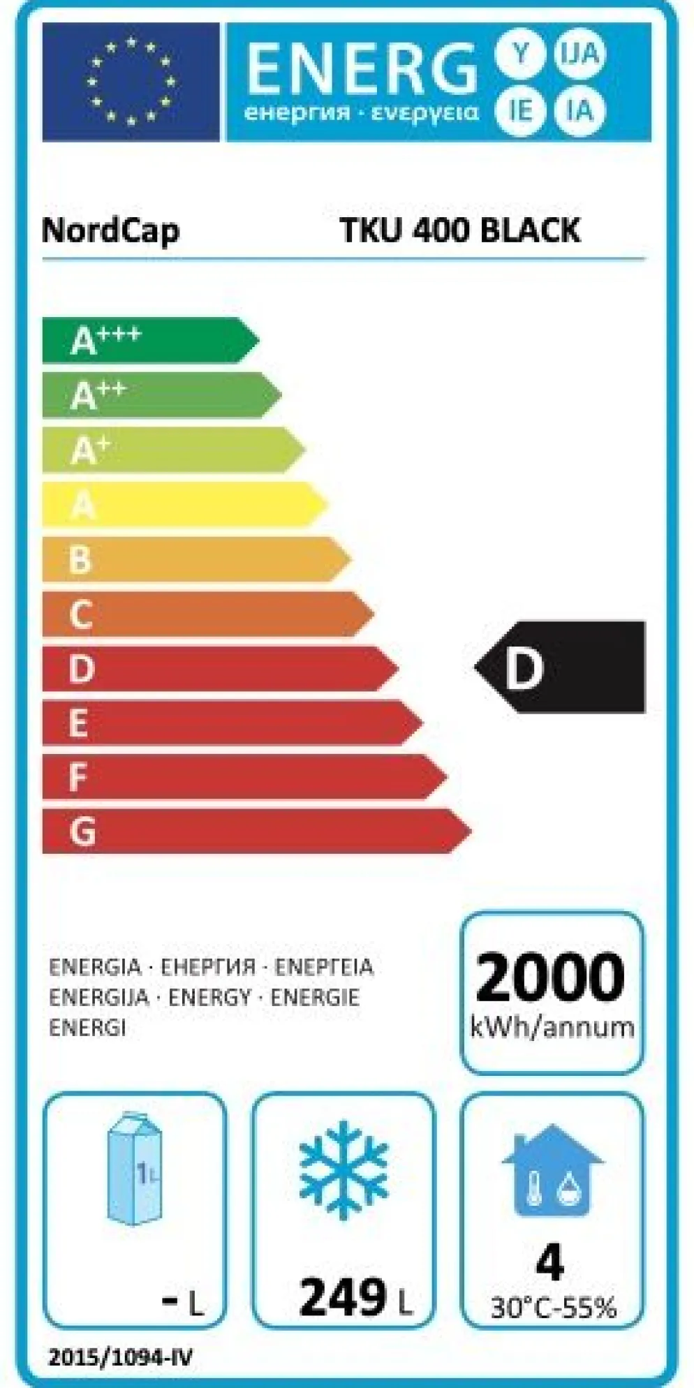 NordCap COOL-LINE Tiefkühlschrank TKU 400 BLACK