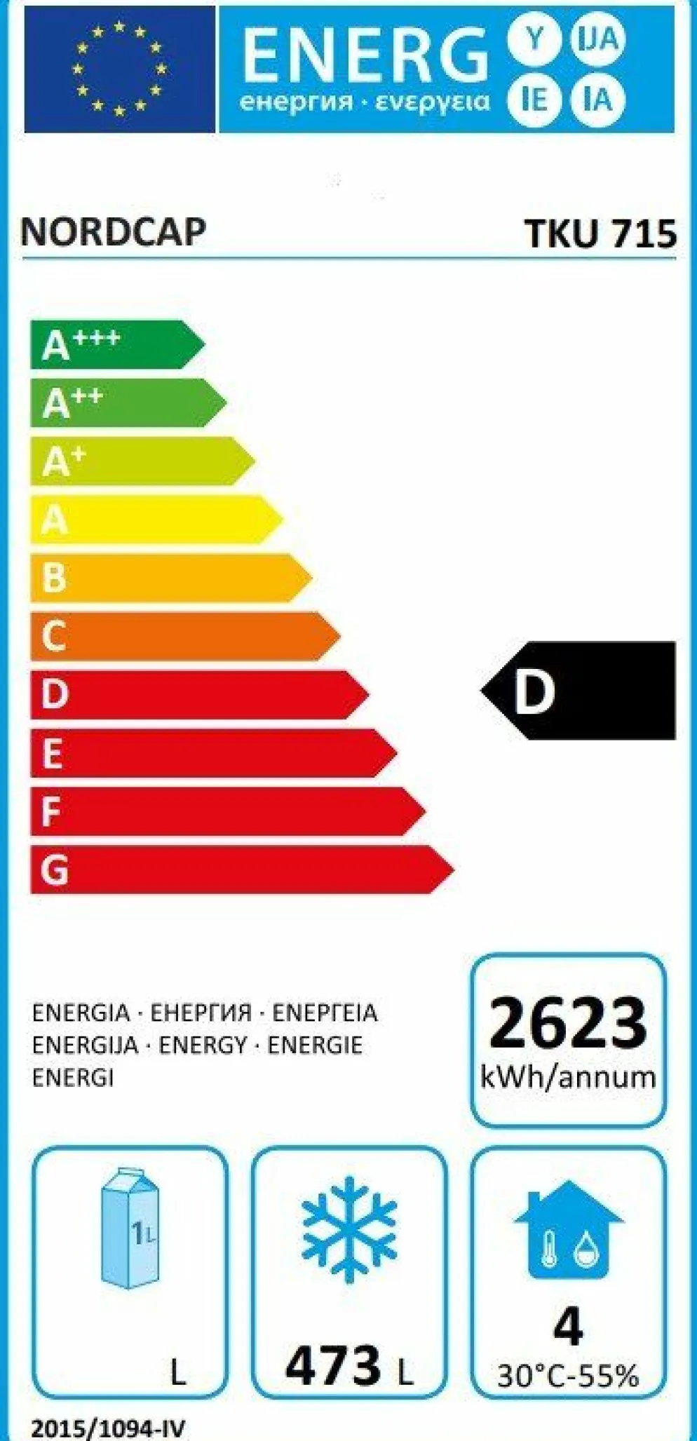 NORDCAP COOL-LINE Tiefkühlschrank TKU 715 für GN 2/1