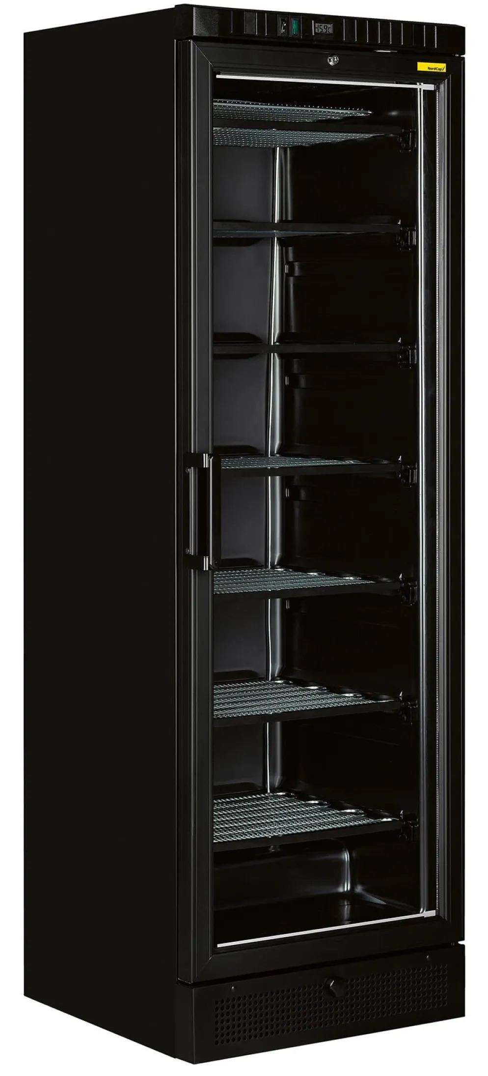 NORDCAP Glastür-Tiefkühlschrank TK 385 G BLACK,595x640x1840mm