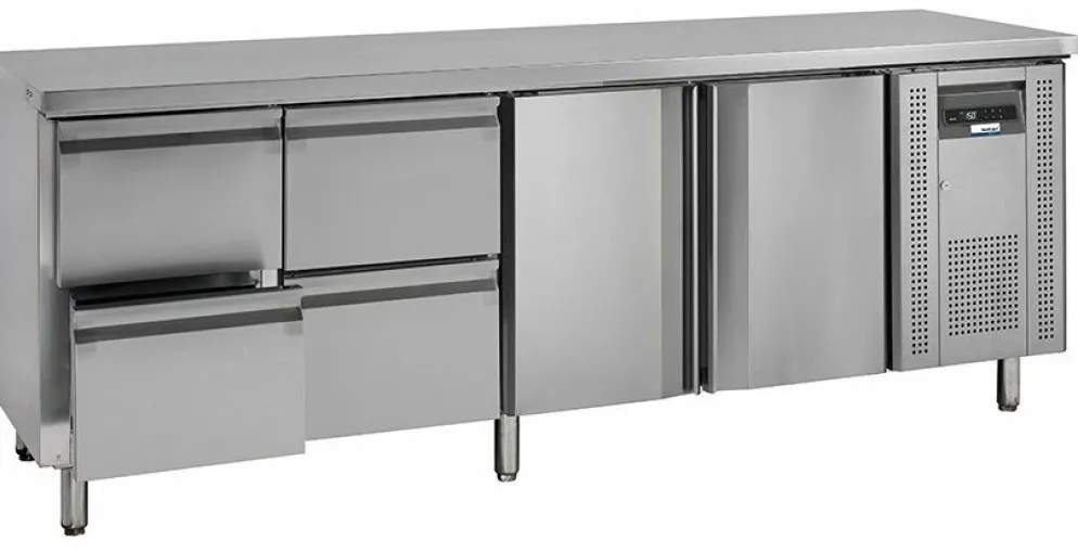 NordCap Kühltisch KTM4, 2 Türen, 4 Schubladen GN1/2, 2230x700x860mm