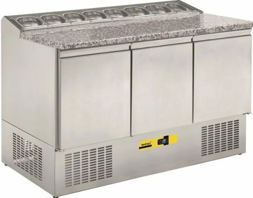 NordCap Pizzatisch Belegstation Saladette SL 3-BLG, 1350x700x830 mm