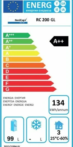 NordCap Umluft-Gewerbekühlschrank RC 200 GL, 598x679x838mm