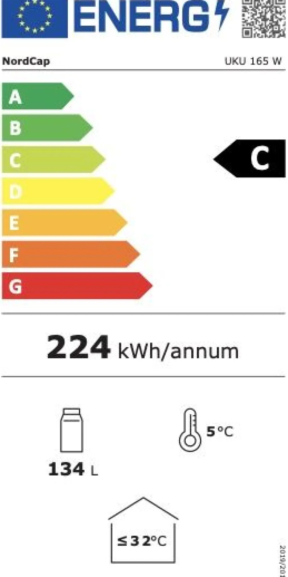 NORDCAP Umluft-Gewerbekühlschrank UKU 165 W