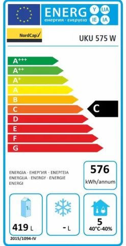 NORDCAP Umluft-Gewerbekühlschrank UKU 575 W, GN 2/1, Breite 747mm