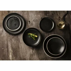 Olympia Canvas flache Schale schwarz Ø-20cm (6 Stück)