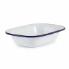 Olympia Emaille rechteckige Speiseschale weiß-blau 19 x 28cm (6 Stück)