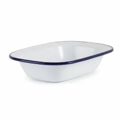 Olympia Emaille rechteckige Speiseschale weiß-blau 19 x 28cm (6 Stück)