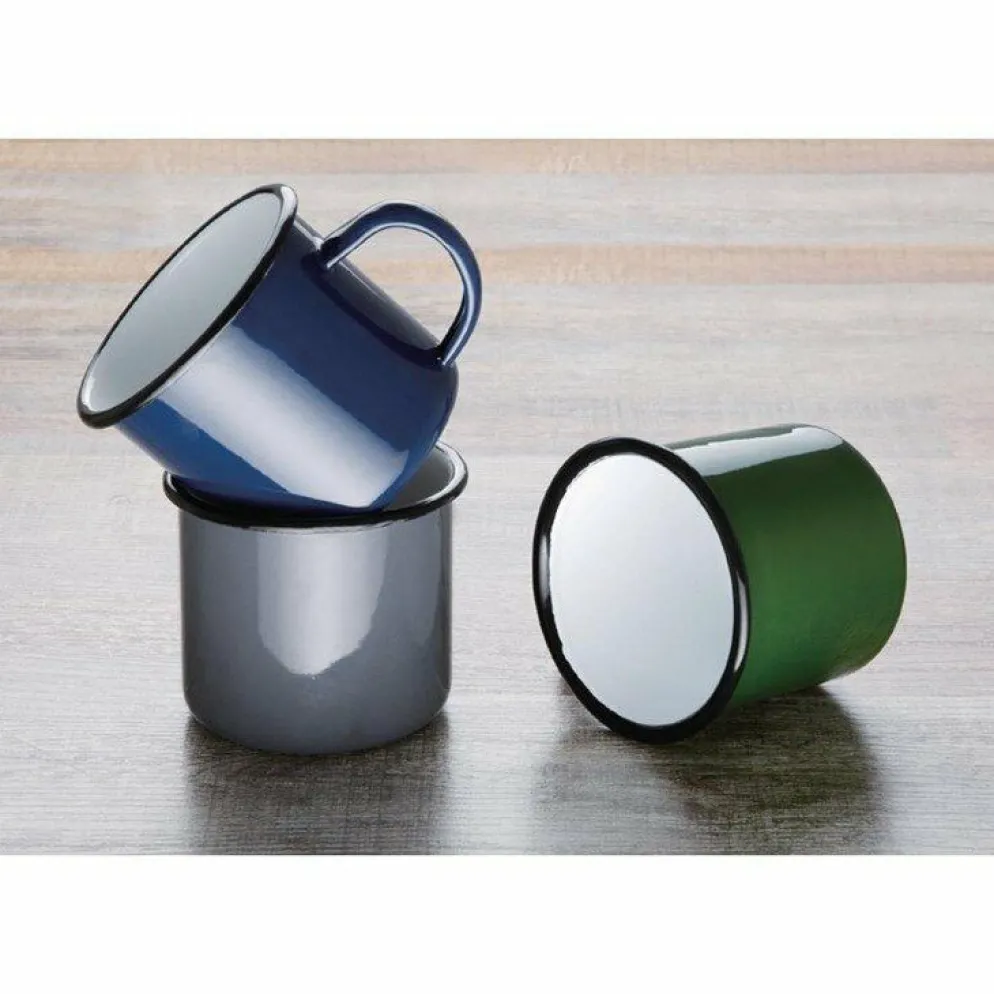 Olympia Emaille Tasse blau-schwarz 35cl (6 Stück)