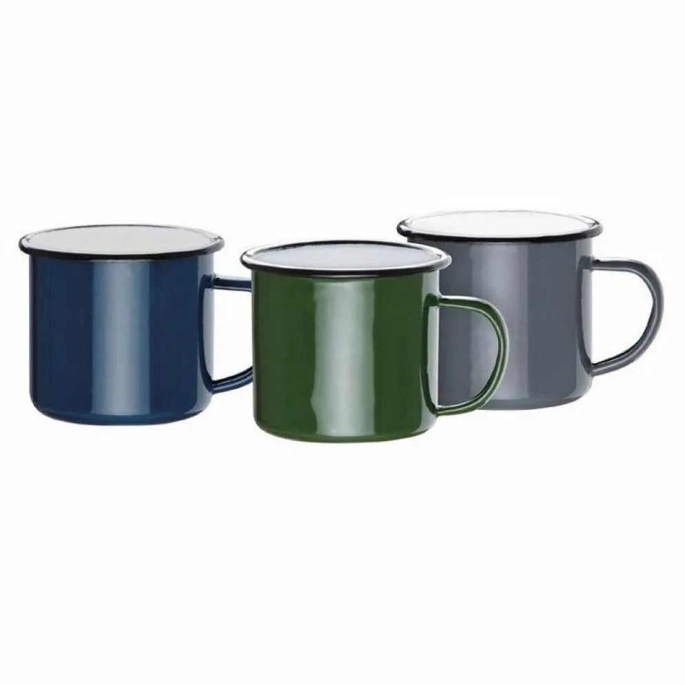 Olympia Emaille Tasse grün-schwarz 35cl (6 Stück)